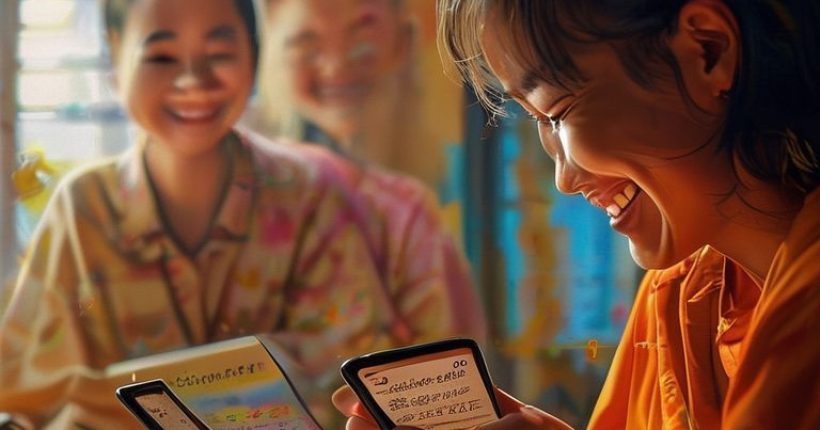 {"prompt":"A vibrant photorealistic image depicting a person using a language learning app on their phone, overlaid with Thai script and a smiling Thai person in the background. The scene should evoke a sense of cultural exchange and the joy of learning a new language. Focus on warm colors and a welcoming atmosphere.","originalPrompt":"A vibrant photorealistic image depicting a person using a language learning app on their phone, overlaid with Thai script and a smiling Thai person in the background. The scene should evoke a sense of cultural exchange and the joy of learning a new language. Focus on warm colors and a welcoming atmosphere.","width":1024,"height":1024,"seed":2331,"model":"sana","enhance":false,"nologo":false,"negative_prompt":"undefined","nofeed":false,"safe":false,"quality":"medium","image":[],"transparent":false,"has_nsfw_concept":false,"concept":[],"trackingData":{"actualModel":"sana","usage":{"completionImageTokens":1,"totalTokenCount":1}}}