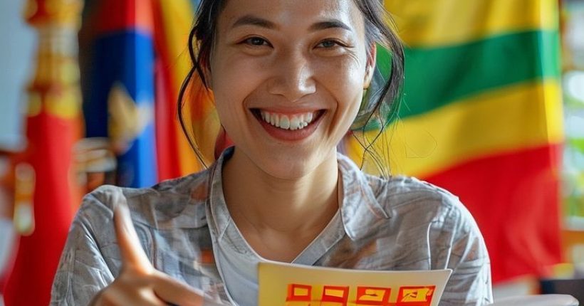 {"prompt":"Photorealistic image of a person smiling and pointing at a Thai language textbook with the Thai flag in the background. The scene should be bright, encouraging, and depict a positive learning environment.","originalPrompt":"Photorealistic image of a person smiling and pointing at a Thai language textbook with the Thai flag in the background. The scene should be bright, encouraging, and depict a positive learning environment.","width":1024,"height":1024,"seed":2458,"model":"sana","enhance":false,"nologo":false,"negative_prompt":"undefined","nofeed":false,"safe":false,"quality":"medium","image":[],"transparent":false,"has_nsfw_concept":false,"concept":[],"trackingData":{"actualModel":"sana","usage":{"completionImageTokens":1,"totalTokenCount":1}}}