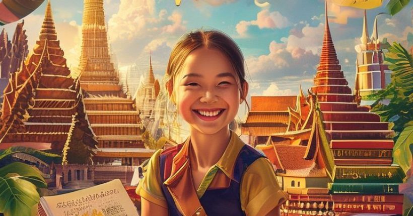 {"prompt":"A vibrant and inviting cover image showcasing various aspects of learning Thai language. The image should include elements like Thai script, a smiling student, Thai landmarks (e.g., temple), textbooks, and online learning resources. Create a photorealistic image with warm lighting and a welcoming atmosphere, suggesting the joy and accessibility of learning Thai.","originalPrompt":"A vibrant and inviting cover image showcasing various aspects of learning Thai language. The image should include elements like Thai script, a smiling student, Thai landmarks (e.g., temple), textbooks, and online learning resources. Create a photorealistic image with warm lighting and a welcoming atmosphere, suggesting the joy and accessibility of learning Thai.","width":1024,"height":1024,"seed":2530,"model":"sana","enhance":false,"nologo":false,"negative_prompt":"undefined","nofeed":false,"safe":false,"quality":"medium","image":[],"transparent":false,"has_nsfw_concept":false,"concept":[],"trackingData":{"actualModel":"sana","usage":{"completionImageTokens":1,"totalTokenCount":1}}}