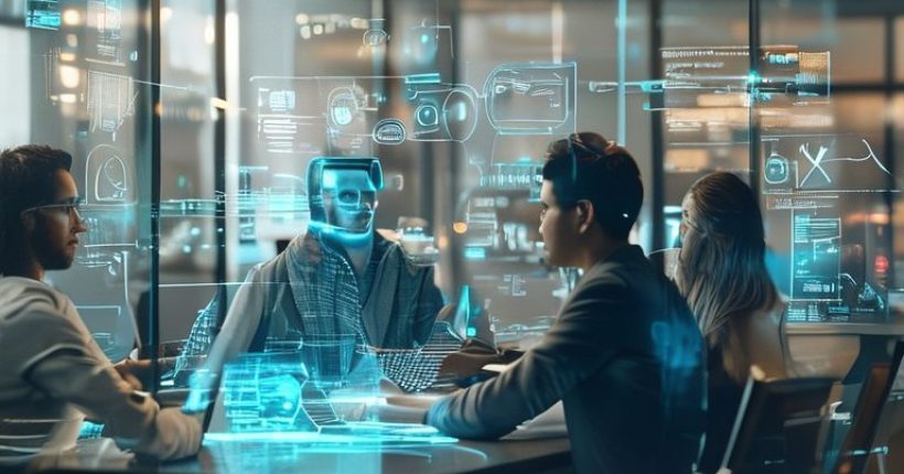 {"prompt":"Photorealistic image of a diverse team of professionals working in a modern office environment, with holographic AI agent interfaces and data visualizations overlaid on the scene, suggesting improved efficiency and collaboration. The overall tone should be futuristic and optimistic, highlighting the positive impact of AI agents on the workplace.","originalPrompt":"Photorealistic image of a diverse team of professionals working in a modern office environment, with holographic AI agent interfaces and data visualizations overlaid on the scene, suggesting improved efficiency and collaboration. The overall tone should be futuristic and optimistic, highlighting the positive impact of AI agents on the workplace.","width":1024,"height":1024,"seed":1361,"model":"sana","enhance":false,"nologo":false,"negative_prompt":"undefined","nofeed":false,"safe":false,"quality":"medium","image":[],"transparent":false,"has_nsfw_concept":false,"concept":[],"trackingData":{"actualModel":"sana","usage":{"completionImageTokens":1,"totalTokenCount":1}}}