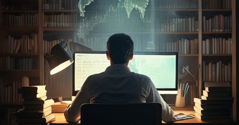 {"prompt":"A photorealistic image showing a person sitting at a desk, illuminated by the glow of a laptop, with books stacked neatly next to them. The scene should convey a sense of focused learning and intellectual curiosity, possibly with a subtle visual element representing financial growth or success in the background.","originalPrompt":"A photorealistic image showing a person sitting at a desk, illuminated by the glow of a laptop, with books stacked neatly next to them. The scene should convey a sense of focused learning and intellectual curiosity, possibly with a subtle visual element representing financial growth or success in the background.","width":1024,"height":1024,"seed":3543,"model":"sana","enhance":false,"nologo":false,"negative_prompt":"undefined","nofeed":false,"safe":false,"quality":"medium","image":[],"transparent":false,"has_nsfw_concept":false,"concept":[],"trackingData":{"actualModel":"sana","usage":{"completionImageTokens":1,"totalTokenCount":1}}}