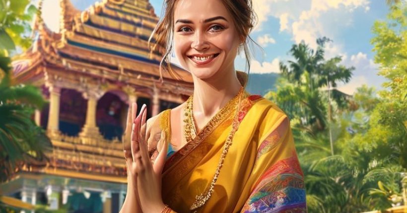 {"prompt":"Photorealistic image of a smiling Caucasian woman wearing traditional Thai clothing, gracefully performing a 'wai' gesture in front of a vibrant temple. The background should feature lush tropical greenery and a clear blue sky. The overall tone should be warm, inviting, and indicative of cultural immersion.","originalPrompt":"Photorealistic image of a smiling Caucasian woman wearing traditional Thai clothing, gracefully performing a 'wai' gesture in front of a vibrant temple. The background should feature lush tropical greenery and a clear blue sky. The overall tone should be warm, inviting, and indicative of cultural immersion.","width":1024,"height":1024,"seed":3973,"model":"sana","enhance":false,"nologo":false,"negative_prompt":"undefined","nofeed":false,"safe":false,"quality":"medium","image":[],"transparent":false,"has_nsfw_concept":false,"concept":[],"trackingData":{"actualModel":"sana","usage":{"completionImageTokens":1,"totalTokenCount":1}}}