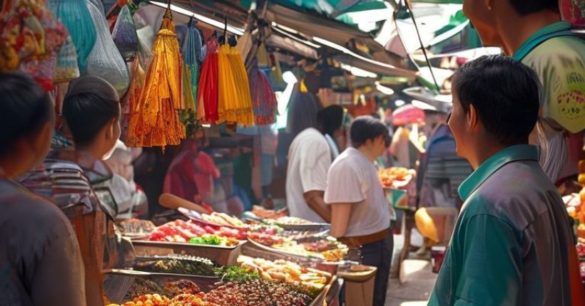 {"prompt":"A vibrant and colorful image of a bustling Thai market with various food stalls and vendors. In the foreground, a smiling foreigner is interacting confidently with a vendor, speaking Thai. The image should convey a sense of cultural immersion and the joy of successful communication. Focus should be photorealistic with great detail.","originalPrompt":"A vibrant and colorful image of a bustling Thai market with various food stalls and vendors. In the foreground, a smiling foreigner is interacting confidently with a vendor, speaking Thai. The image should convey a sense of cultural immersion and the joy of successful communication. Focus should be photorealistic with great detail.","width":1024,"height":1024,"seed":6083,"model":"sana","enhance":false,"nologo":false,"negative_prompt":"undefined","nofeed":false,"safe":false,"quality":"medium","image":[],"transparent":false,"has_nsfw_concept":false,"concept":[],"trackingData":{"actualModel":"sana","usage":{"completionImageTokens":1,"totalTokenCount":1}}}