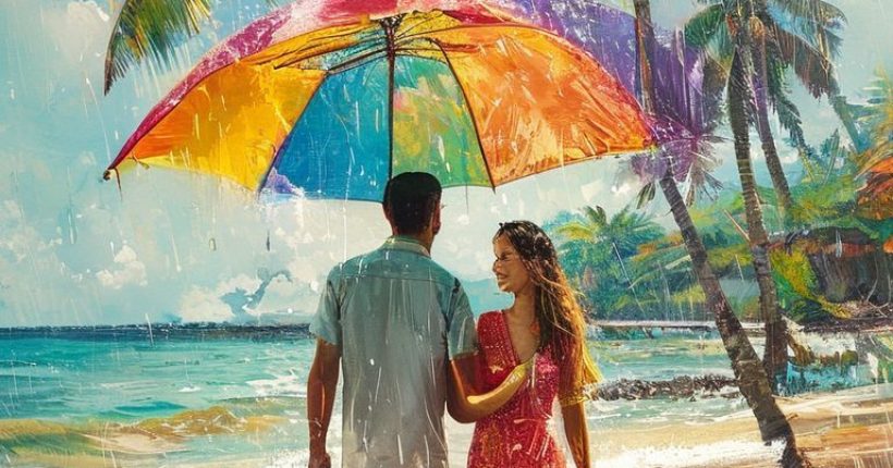 {"prompt":"Photorealistic, vibrant image of a couple cheerfully walking under a large, colorful umbrella on a beach in Samui during a light rain shower. In the background, palm trees sway gently, and the sea has a slightly misty appearance. The overall tone is positive and adventurous, emphasizing the joy of travel despite the weather. Focus on bright colors and a feeling of warmth and resilience.","originalPrompt":"Photorealistic, vibrant image of a couple cheerfully walking under a large, colorful umbrella on a beach in Samui during a light rain shower. In the background, palm trees sway gently, and the sea has a slightly misty appearance. The overall tone is positive and adventurous, emphasizing the joy of travel despite the weather. Focus on bright colors and a feeling of warmth and resilience.","width":1024,"height":1024,"seed":6700,"model":"sana","enhance":false,"nologo":false,"negative_prompt":"undefined","nofeed":false,"safe":false,"quality":"medium","image":[],"transparent":false,"has_nsfw_concept":false,"concept":[],"trackingData":{"actualModel":"sana","usage":{"completionImageTokens":1,"totalTokenCount":1}}}