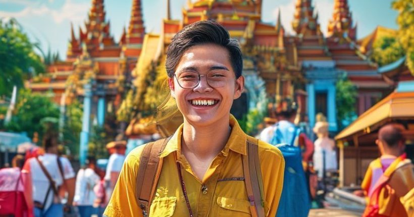 {"prompt":"A vibrant and photorealistic travel guide cover featuring a smiling tourist (male or female, ethnically ambiguous) standing in front of a famous Thai landmark like Wat Arun or the Grand Palace. The scene is bustling but friendly, conveying a sense of adventure and cultural immersion. The title of the guide should be prominently displayed in Thai and English: '???????????????? (Tiao Thai Hai Sanuk): A Complete Guide for Travelers'. Use bright, inviting colors. Ensure the image has a professional, high-quality feel.","originalPrompt":"A vibrant and photorealistic travel guide cover featuring a smiling tourist (male or female, ethnically ambiguous) standing in front of a famous Thai landmark like Wat Arun or the Grand Palace. The scene is bustling but friendly, conveying a sense of adventure and cultural immersion. The title of the guide should be prominently displayed in Thai and English: '???????????????? (Tiao Thai Hai Sanuk): A Complete Guide for Travelers'. Use bright, inviting colors. Ensure the image has a professional, high-quality feel.","width":1024,"height":1024,"seed":11902,"model":"sana","enhance":false,"nologo":false,"negative_prompt":"undefined","nofeed":false,"safe":false,"quality":"medium","image":[],"transparent":false,"has_nsfw_concept":false,"concept":[],"trackingData":{"actualModel":"sana","usage":{"completionImageTokens":1,"totalTokenCount":1}}}