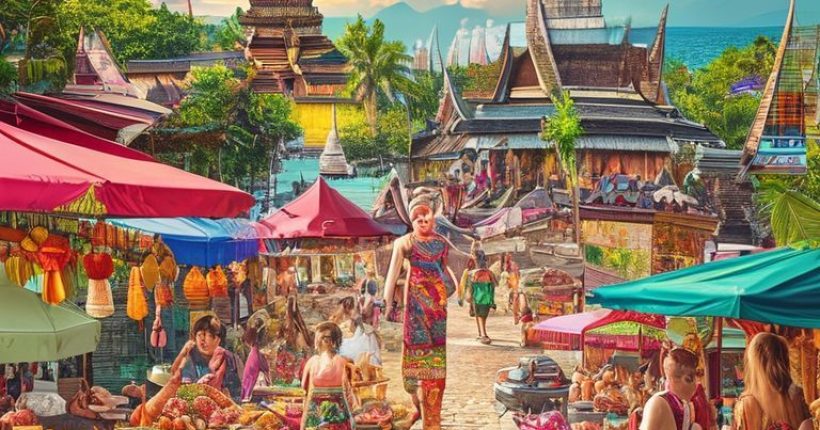 {"prompt":"A photorealistic cover image for a travel blog post about traveling in Thailand. The image should be vibrant and colorful, showcasing various aspects of Thai culture and tourism. It should include elements like a majestic temple, a bustling street food market, a beautiful beach, and perhaps a traditional Thai dancer in the background. The overall impression should be inviting and convey the sense of adventure and cultural richness that Thailand offers. The image should appeal to tourists looking for travel advice and inspiration. Use high-resolution details and vibrant colors to make the image visually appealing.","originalPrompt":"A photorealistic cover image for a travel blog post about traveling in Thailand. The image should be vibrant and colorful, showcasing various aspects of Thai culture and tourism. It should include elements like a majestic temple, a bustling street food market, a beautiful beach, and perhaps a traditional Thai dancer in the background. The overall impression should be inviting and convey the sense of adventure and cultural richness that Thailand offers. The image should appeal to tourists looking for travel advice and inspiration. Use high-resolution details and vibrant colors to make the image visually appealing.","width":1024,"height":1024,"seed":1437,"model":"sana","enhance":false,"nologo":false,"negative_prompt":"undefined","nofeed":false,"safe":false,"quality":"medium","image":[],"transparent":false,"has_nsfw_concept":false,"concept":[],"trackingData":{"actualModel":"sana","usage":{"completionImageTokens":1,"totalTokenCount":1}}}