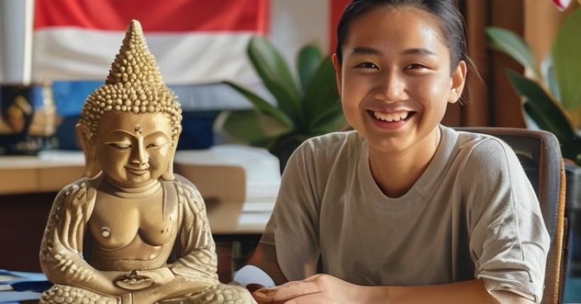 {"prompt":"A person sitting at a desk, smiling, with a Thai language textbook and notebook open in front of them. In the background, a Thai flag is subtly visible. The overall tone should be bright, encouraging, and focused on the joy of learning a new language. Add some traditional Thai items like a small Buddha statue or an orchid.","originalPrompt":"A person sitting at a desk, smiling, with a Thai language textbook and notebook open in front of them. In the background, a Thai flag is subtly visible. The overall tone should be bright, encouraging, and focused on the joy of learning a new language. Add some traditional Thai items like a small Buddha statue or an orchid.","width":1024,"height":1024,"seed":14355,"model":"sana","enhance":false,"nologo":false,"negative_prompt":"undefined","nofeed":false,"safe":false,"quality":"medium","image":[],"transparent":false,"has_nsfw_concept":false,"concept":[],"trackingData":{"actualModel":"sana","usage":{"completionImageTokens":1,"totalTokenCount":1}}}