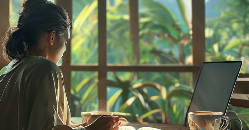 {"prompt":"Photorealistic image of a person studying a Thai language textbook with a cup of coffee on a desk with a laptop in the background. The scene should be bright and inviting, perhaps with a view of a tropical landscape through a window. Focus should be on the textbook and the person's focused expression.","originalPrompt":"Photorealistic image of a person studying a Thai language textbook with a cup of coffee on a desk with a laptop in the background. The scene should be bright and inviting, perhaps with a view of a tropical landscape through a window. Focus should be on the textbook and the person's focused expression.","width":1024,"height":1024,"seed":1451,"model":"sana","enhance":false,"nologo":false,"negative_prompt":"undefined","nofeed":false,"safe":false,"quality":"medium","image":[],"transparent":false,"has_nsfw_concept":false,"concept":[],"trackingData":{"actualModel":"sana","usage":{"completionImageTokens":1,"totalTokenCount":1}}}