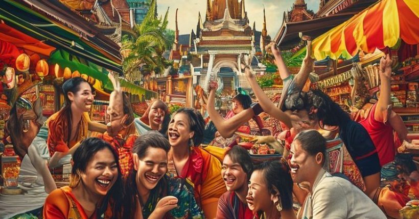 {"prompt":"A photorealistic cover image depicting a diverse group of people joyfully learning Thai, surrounded by iconic Thai landmarks like temples and vibrant street food stalls. The image should convey a sense of cultural immersion and the fun of language learning.","originalPrompt":"A photorealistic cover image depicting a diverse group of people joyfully learning Thai, surrounded by iconic Thai landmarks like temples and vibrant street food stalls. The image should convey a sense of cultural immersion and the fun of language learning.","width":1024,"height":1024,"seed":18153,"model":"sana","enhance":false,"nologo":false,"negative_prompt":"undefined","nofeed":false,"safe":false,"quality":"medium","image":[],"transparent":false,"has_nsfw_concept":false,"concept":[],"trackingData":{"actualModel":"sana","usage":{"completionImageTokens":1,"totalTokenCount":1}}}