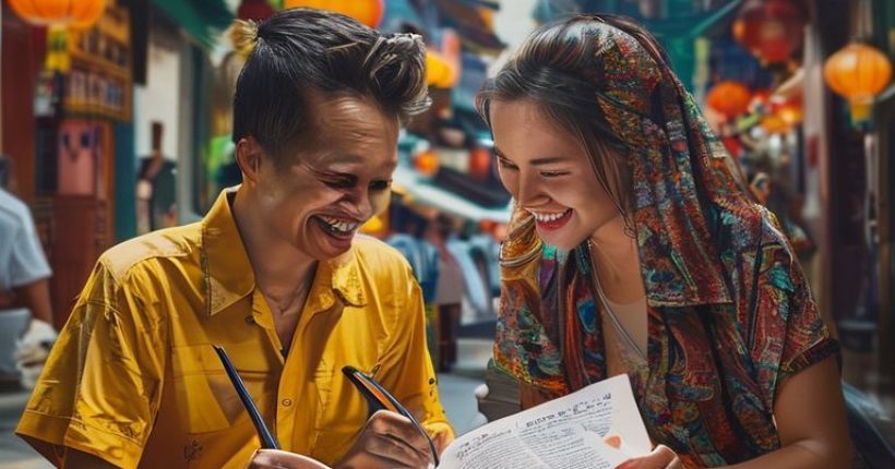 {"prompt":"Photorealistic image of a person studying a Thai language textbook with a smiling Thai person pointing to the text, set against a backdrop of a vibrant Thai street scene. The image should convey a sense of excitement, learning, and cultural immersion. Focus on bright colors and authentic Thai details.","originalPrompt":"Photorealistic image of a person studying a Thai language textbook with a smiling Thai person pointing to the text, set against a backdrop of a vibrant Thai street scene. The image should convey a sense of excitement, learning, and cultural immersion. Focus on bright colors and authentic Thai details.","width":1024,"height":1024,"seed":1517,"model":"sana","enhance":false,"nologo":false,"negative_prompt":"undefined","nofeed":false,"safe":false,"quality":"medium","image":[],"transparent":false,"has_nsfw_concept":false,"concept":[],"trackingData":{"actualModel":"sana","usage":{"completionImageTokens":1,"totalTokenCount":1}}}