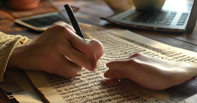 {"prompt":"Photorealistic image of hands writing in a beautiful Thai script on traditional paper, with a modern laptop and coffee cup in the background, symbolizing the blend of tradition and modernity in learning and using Thai.","originalPrompt":"Photorealistic image of hands writing in a beautiful Thai script on traditional paper, with a modern laptop and coffee cup in the background, symbolizing the blend of tradition and modernity in learning and using Thai.","width":1024,"height":1024,"seed":1519,"model":"sana","enhance":false,"nologo":false,"negative_prompt":"undefined","nofeed":false,"safe":false,"quality":"medium","image":[],"transparent":false,"has_nsfw_concept":false,"concept":[],"trackingData":{"actualModel":"sana","usage":{"completionImageTokens":1,"totalTokenCount":1}}}
