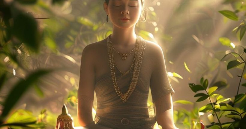 {"prompt":"Photorealistic image of a person meditating peacefully in a serene natural setting, with soft, diffused sunlight filtering through the leaves. Focus on the person's calm and centered expression. Incorporate subtle Thai artistic elements in the background, such as a small Buddha statue or traditional Thai patterns.","originalPrompt":"Photorealistic image of a person meditating peacefully in a serene natural setting, with soft, diffused sunlight filtering through the leaves. Focus on the person's calm and centered expression. Incorporate subtle Thai artistic elements in the background, such as a small Buddha statue or traditional Thai patterns.","width":1024,"height":1024,"seed":1547,"model":"sana","enhance":false,"nologo":false,"negative_prompt":"undefined","nofeed":false,"safe":false,"quality":"medium","image":[],"transparent":false,"has_nsfw_concept":false,"concept":[],"trackingData":{"actualModel":"sana","usage":{"completionImageTokens":1,"totalTokenCount":1}}}