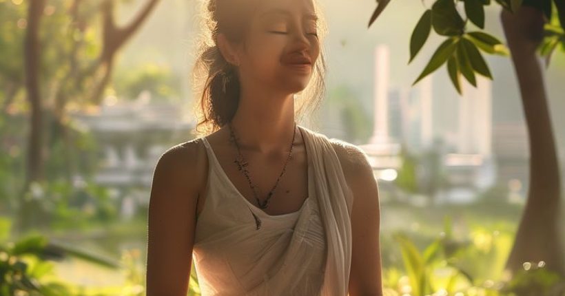 {"prompt":"A serene Thai woman meditating in a peaceful garden, sunlight filtering through the leaves. She is smiling gently. In the background, show a subtle skyline of Bangkok. The overall image should convey a sense of calm, peace, and well-being. Photorealistic with soft lighting.","originalPrompt":"A serene Thai woman meditating in a peaceful garden, sunlight filtering through the leaves. She is smiling gently. In the background, show a subtle skyline of Bangkok. The overall image should convey a sense of calm, peace, and well-being. Photorealistic with soft lighting.","width":1024,"height":1024,"seed":19686,"model":"sana","enhance":false,"nologo":false,"negative_prompt":"undefined","nofeed":false,"safe":false,"quality":"medium","image":[],"transparent":false,"has_nsfw_concept":false,"concept":[],"trackingData":{"actualModel":"sana","usage":{"completionImageTokens":1,"totalTokenCount":1}}}