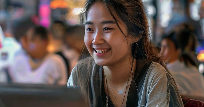 {"prompt":"Photorealistic image of a young Thai woman smiling and working on a laptop at a coffee shop. The background is blurred, showing other people and the cafe's ambiance. She is surrounded by digital devices, and there is a sense of accomplishment and freedom.","originalPrompt":"Photorealistic image of a young Thai woman smiling and working on a laptop at a coffee shop. The background is blurred, showing other people and the cafe's ambiance. She is surrounded by digital devices, and there is a sense of accomplishment and freedom.","width":1024,"height":1024,"seed":20238,"model":"sana","enhance":false,"nologo":false,"negative_prompt":"undefined","nofeed":false,"safe":false,"quality":"medium","image":[],"transparent":false,"has_nsfw_concept":false,"concept":[],"trackingData":{"actualModel":"sana","usage":{"completionImageTokens":1,"totalTokenCount":1}}}