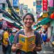 {"prompt":"A vibrant, photorealistic cover image of a smiling person holding a Thai language textbook in front of a bustling Bangkok street scene. Focus on conveying the joy of learning and the immersion in Thai culture.","originalPrompt":"A vibrant, photorealistic cover image of a smiling person holding a Thai language textbook in front of a bustling Bangkok street scene. Focus on conveying the joy of learning and the immersion in Thai culture.","width":1024,"height":1024,"seed":20483,"model":"sana","enhance":false,"nologo":false,"negative_prompt":"undefined","nofeed":false,"safe":false,"quality":"medium","image":[],"transparent":false,"has_nsfw_concept":false,"concept":[],"trackingData":{"actualModel":"sana","usage":{"completionImageTokens":1,"totalTokenCount":1}}}